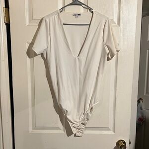 Fashion Nova Ivory Short Sleeve Bodysuit